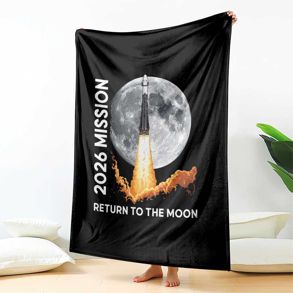 2026 Return to the Moon Mission Throw Blanket Realistic Rocket Launch Lunar Graphic Space Exploration