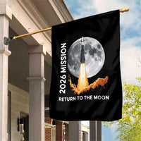 2026 Return to the Moon Mission Garden Flag Realistic Rocket Launch Lunar Graphic Space Exploration