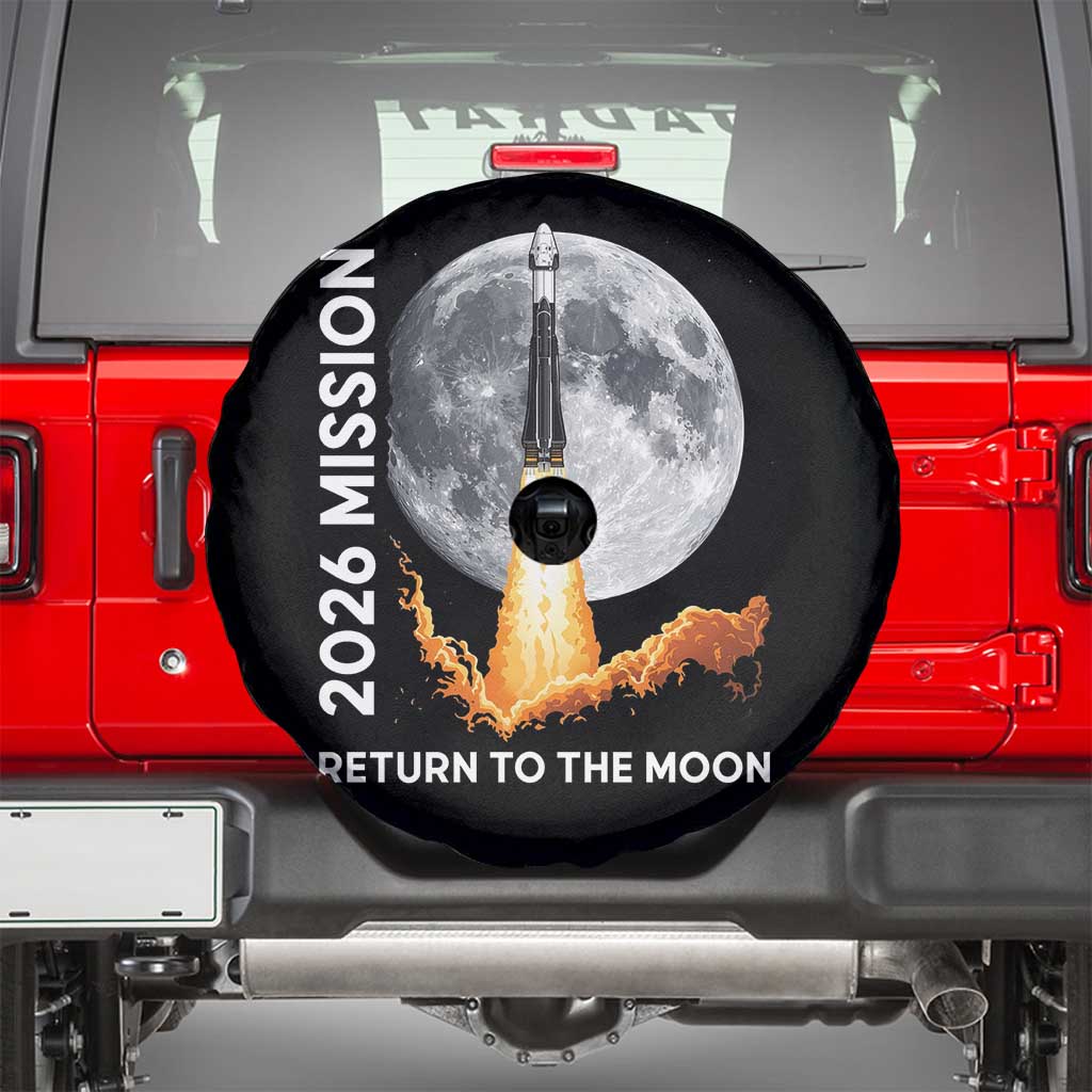 2026 Return to the Moon Mission Spare Tire Cover Realistic Rocket Launch Lunar Graphic Space Exploration
