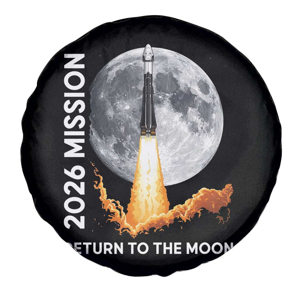 2026 Return to the Moon Mission Spare Tire Cover Realistic Rocket Launch Lunar Graphic Space Exploration