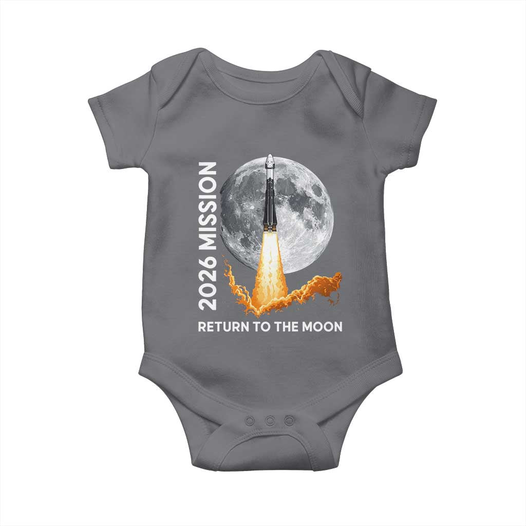 2026 Return to the Moon Mission Baby Onesie Realistic Rocket Launch Lunar Graphic Space Exploration