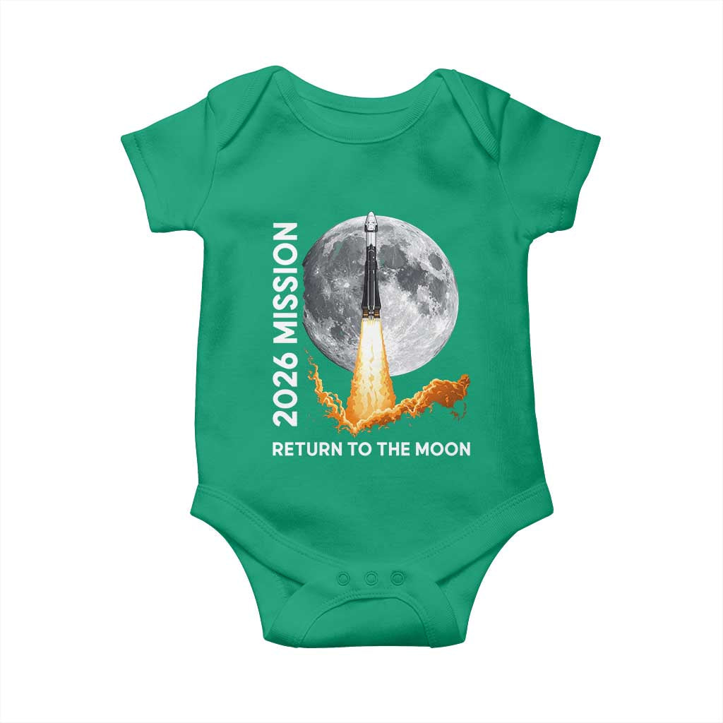 2026 Return to the Moon Mission Baby Onesie Realistic Rocket Launch Lunar Graphic Space Exploration