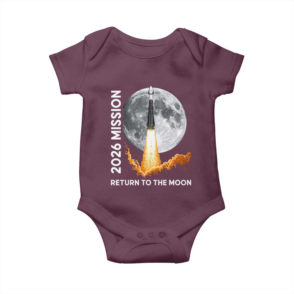 2026 Return to the Moon Mission Baby Onesie Realistic Rocket Launch Lunar Graphic Space Exploration