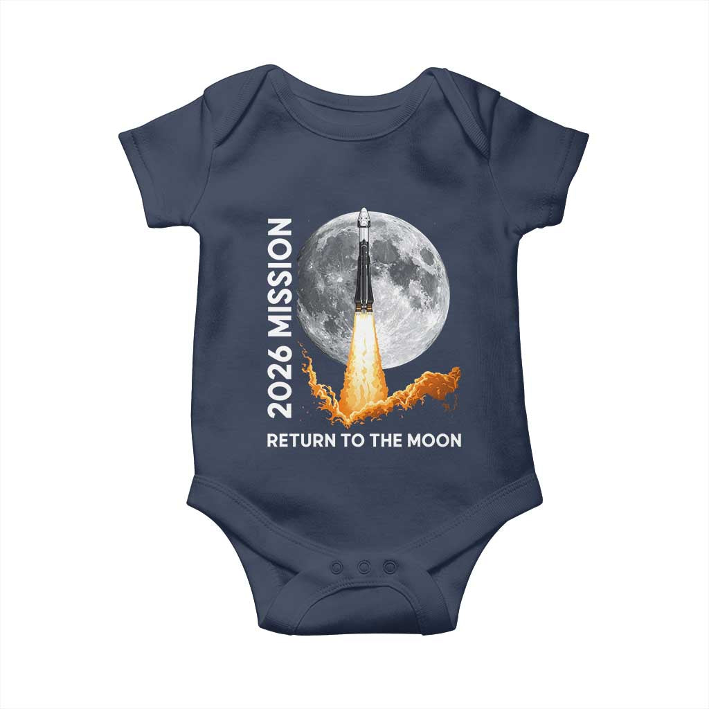 2026 Return to the Moon Mission Baby Onesie Realistic Rocket Launch Lunar Graphic Space Exploration