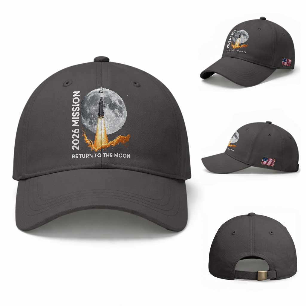 2026 Return to the Moon Mission Baseball Cap Realistic Rocket Launch Lunar Graphic Space Exploration