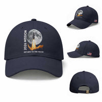 2026 Return to the Moon Mission Baseball Cap Realistic Rocket Launch Lunar Graphic Space Exploration