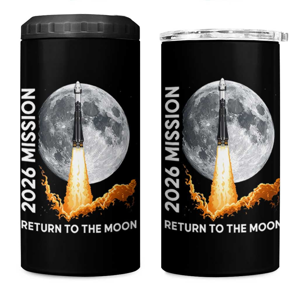 2026 Return to the Moon Mission 4 in 1 Can Cooler Tumbler Realistic Rocket Launch Lunar Graphic Space Exploration