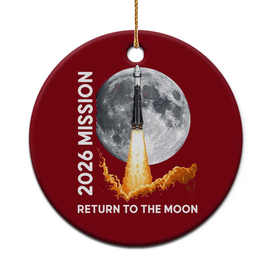 2026 Return to the Moon Mission Ceramic Ornament Realistic Rocket Launch Lunar Graphic Space Exploration