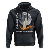 2026 Return to the Moon Mission Hoodie Realistic Rocket Launch Lunar Graphic Space Exploration