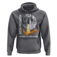 2026 Return to the Moon Mission Hoodie Realistic Rocket Launch Lunar Graphic Space Exploration