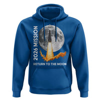 2026 Return to the Moon Mission Hoodie Realistic Rocket Launch Lunar Graphic Space Exploration