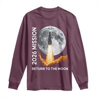 2026 Return to the Moon Mission Long Sleeve Shirt Realistic Rocket Launch Lunar Graphic Space Exploration