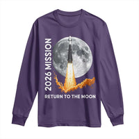 2026 Return to the Moon Mission Long Sleeve Shirt Realistic Rocket Launch Lunar Graphic Space Exploration
