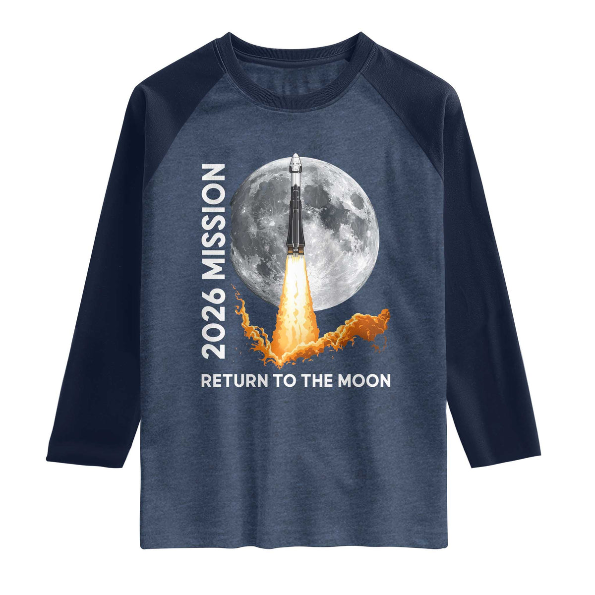 2026 Return to the Moon Mission Raglan Shirt Realistic Rocket Launch Lunar Graphic Space Exploration