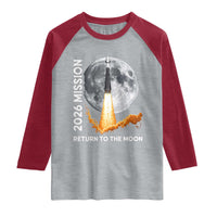 2026 Return to the Moon Mission Raglan Shirt Realistic Rocket Launch Lunar Graphic Space Exploration