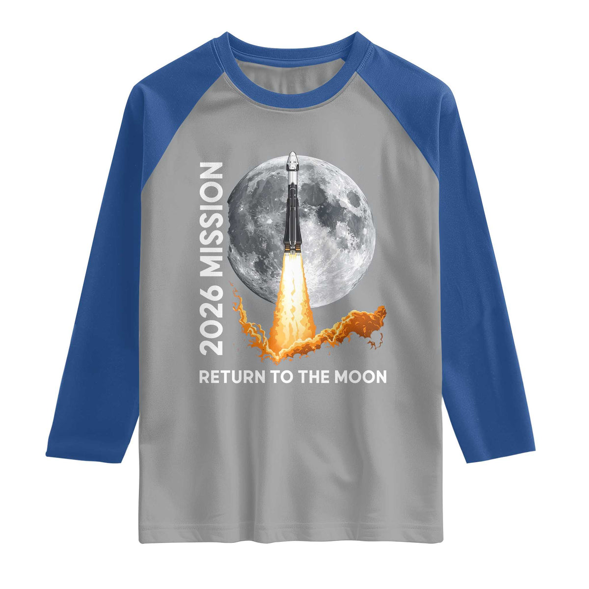2026 Return to the Moon Mission Raglan Shirt Realistic Rocket Launch Lunar Graphic Space Exploration