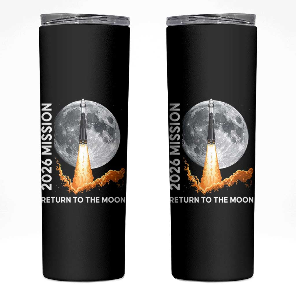 2026 Return to the Moon Mission Skinny Tumbler Realistic Rocket Launch Lunar Graphic Space Exploration