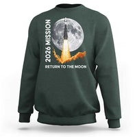 2026 Return to the Moon Mission Sweatshirt Realistic Rocket Launch Lunar Graphic Space Exploration