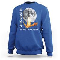 2026 Return to the Moon Mission Sweatshirt Realistic Rocket Launch Lunar Graphic Space Exploration