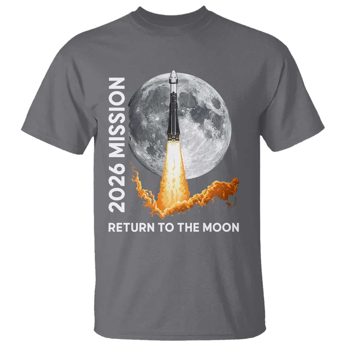 2026 Return to the Moon Mission T Shirt Realistic Rocket Launch Lunar Graphic Space Exploration