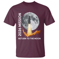 2026 Return to the Moon Mission T Shirt Realistic Rocket Launch Lunar Graphic Space Exploration