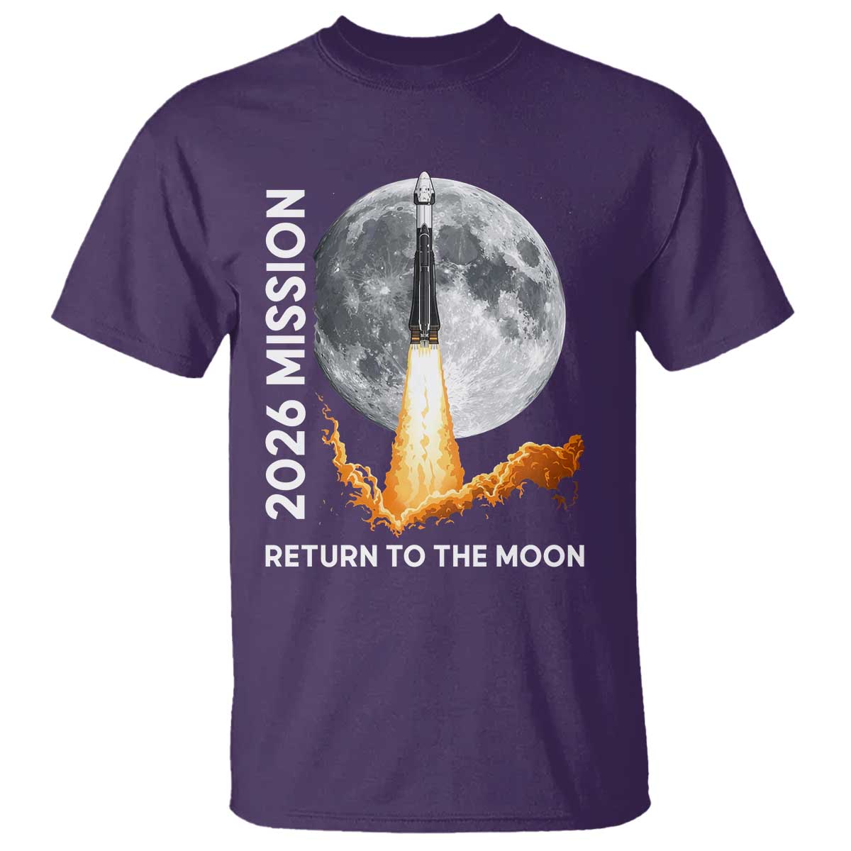 2026 Return to the Moon Mission T Shirt Realistic Rocket Launch Lunar Graphic Space Exploration