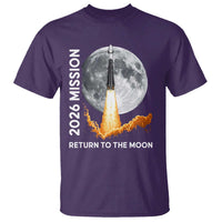 2026 Return to the Moon Mission T Shirt Realistic Rocket Launch Lunar Graphic Space Exploration