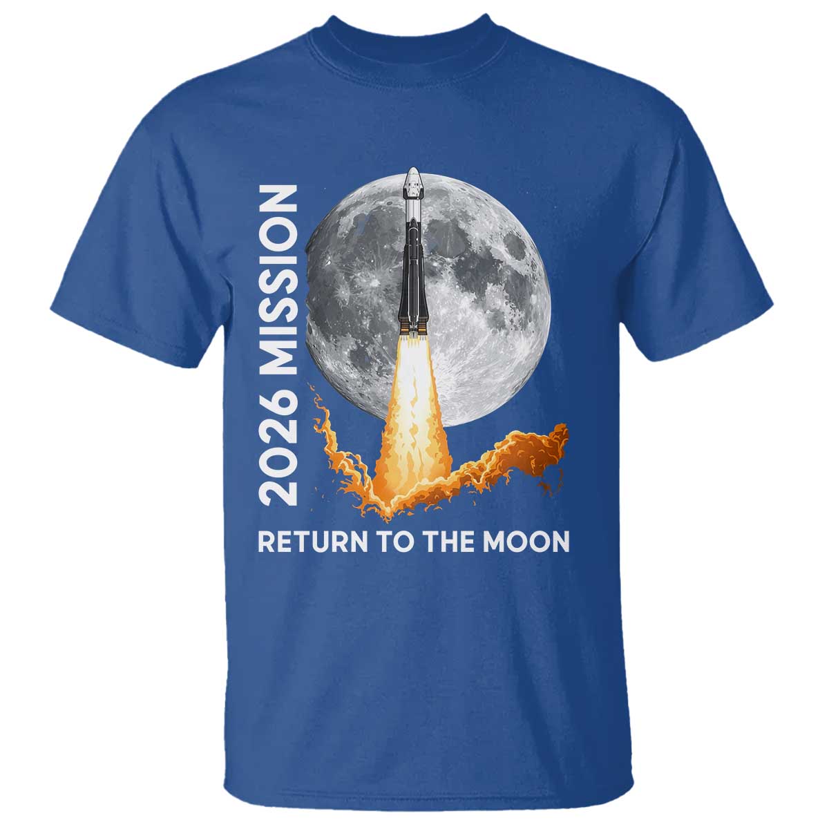 2026 Return to the Moon Mission T Shirt Realistic Rocket Launch Lunar Graphic Space Exploration