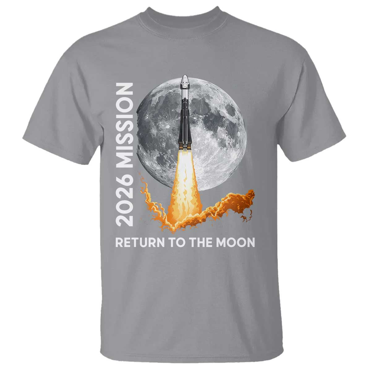 2026 Return to the Moon Mission T Shirt Realistic Rocket Launch Lunar Graphic Space Exploration