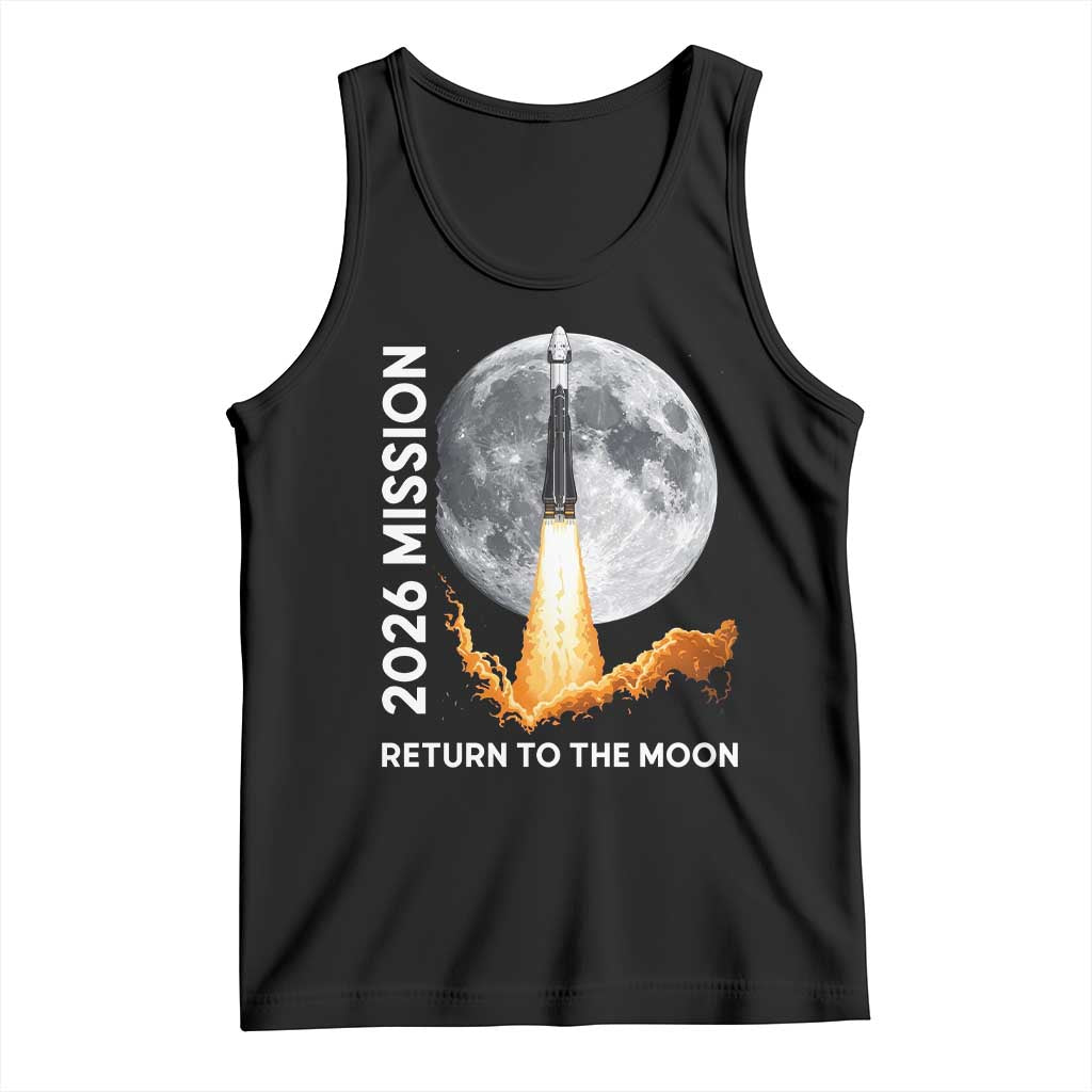 2026 Return to the Moon Mission Tank Top Realistic Rocket Launch Lunar Graphic Space Exploration