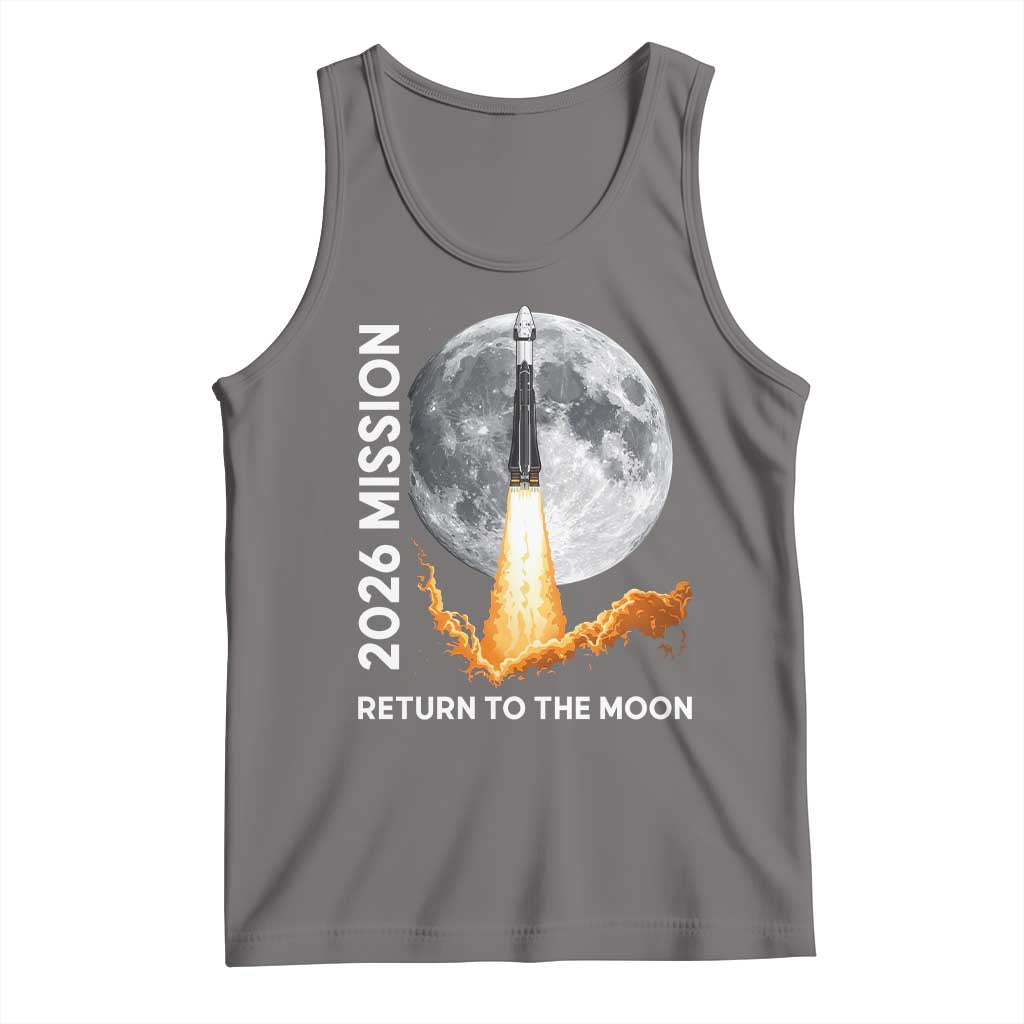 2026 Return to the Moon Mission Tank Top Realistic Rocket Launch Lunar Graphic Space Exploration
