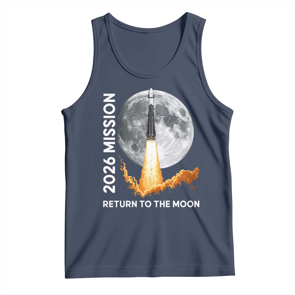2026 Return to the Moon Mission Tank Top Realistic Rocket Launch Lunar Graphic Space Exploration