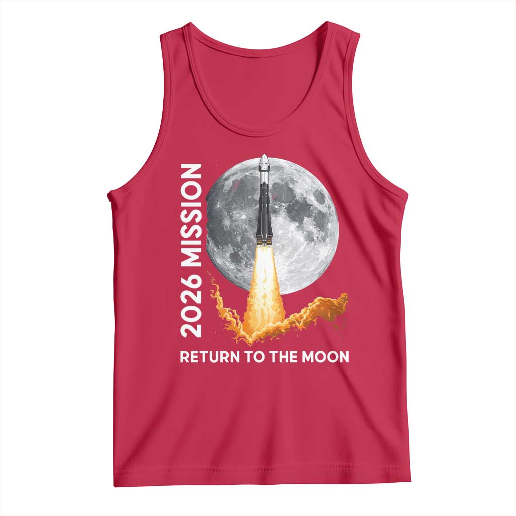 2026 Return to the Moon Mission Tank Top Realistic Rocket Launch Lunar Graphic Space Exploration