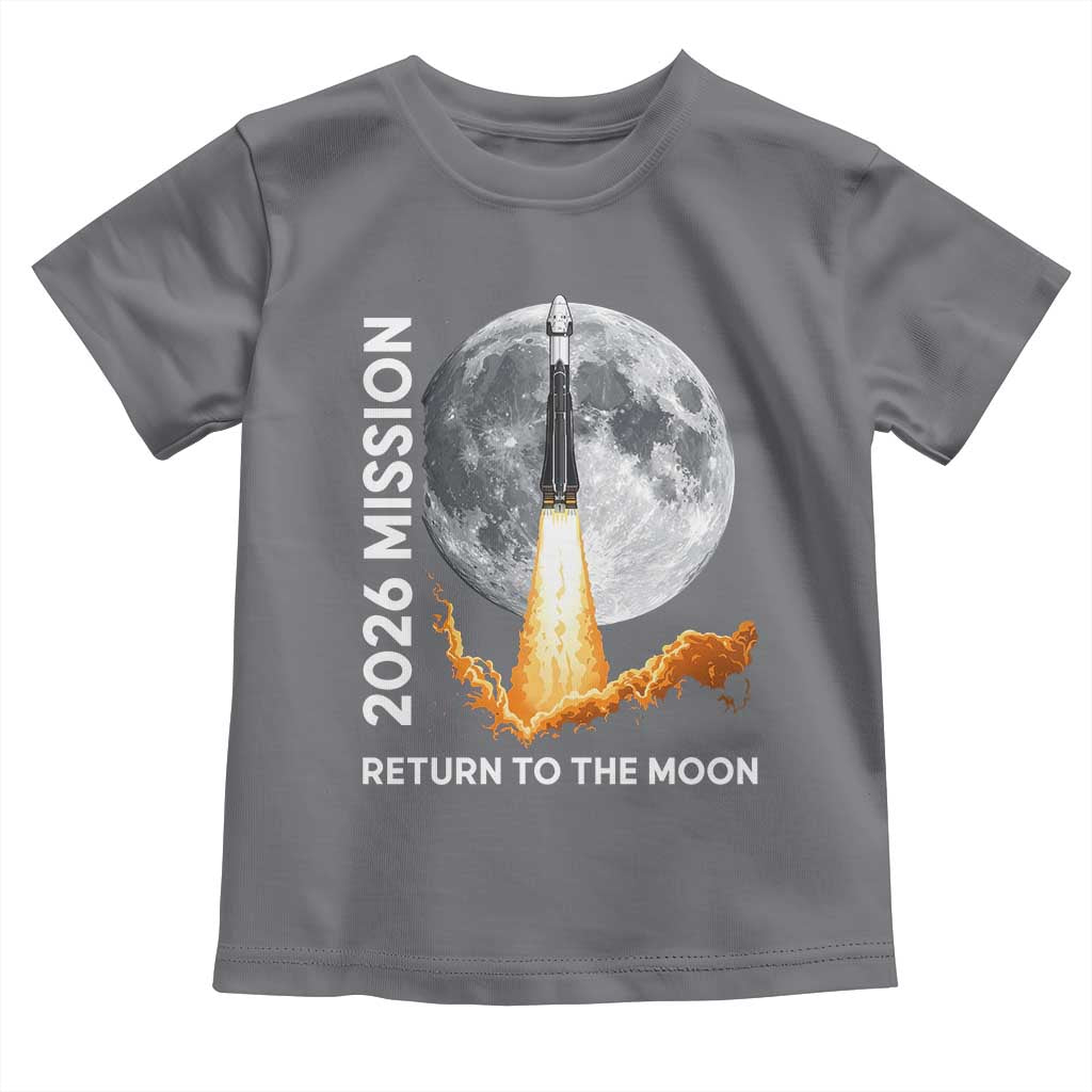 2026 Return to the Moon Mission Toddler T Shirt Realistic Rocket Launch Lunar Graphic Space Exploration
