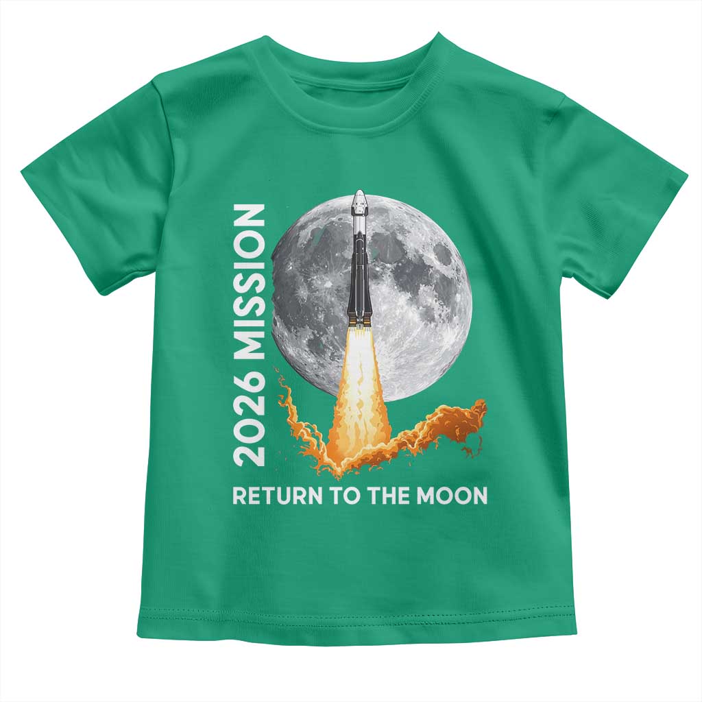 2026 Return to the Moon Mission Toddler T Shirt Realistic Rocket Launch Lunar Graphic Space Exploration