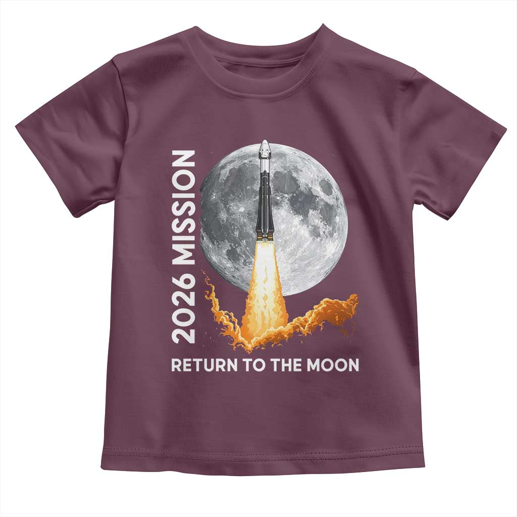 2026 Return to the Moon Mission Toddler T Shirt Realistic Rocket Launch Lunar Graphic Space Exploration
