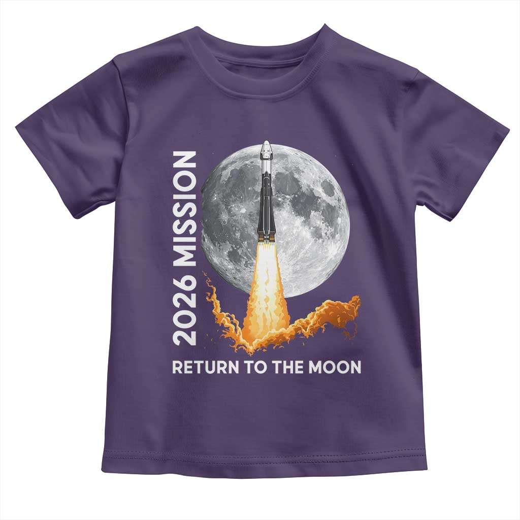 2026 Return to the Moon Mission Toddler T Shirt Realistic Rocket Launch Lunar Graphic Space Exploration