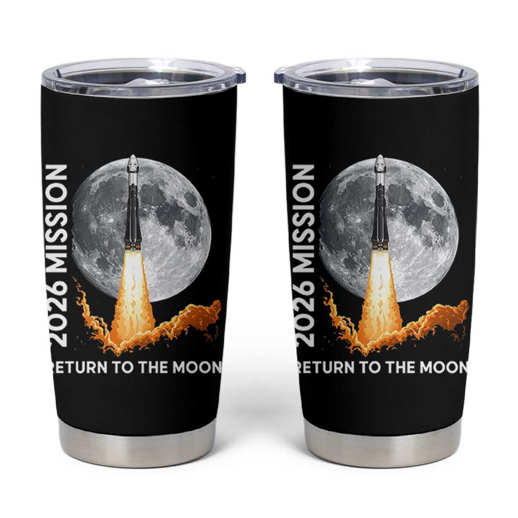 2026 Return to the Moon Mission Tumbler Cup Realistic Rocket Launch Lunar Graphic Space Exploration