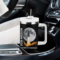 2026 Return to the Moon Mission Tumbler With Handle Realistic Rocket Launch Lunar Graphic Space Exploration