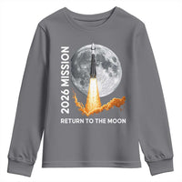 2026 Return to the Moon Mission Youth Sweatshirt Realistic Rocket Launch Lunar Graphic Space Exploration