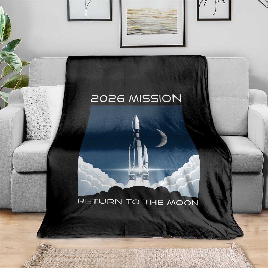 Future Lunar Mission 2026 Throw Blanket Rocket Launch Lunar Orbit Space Exploration