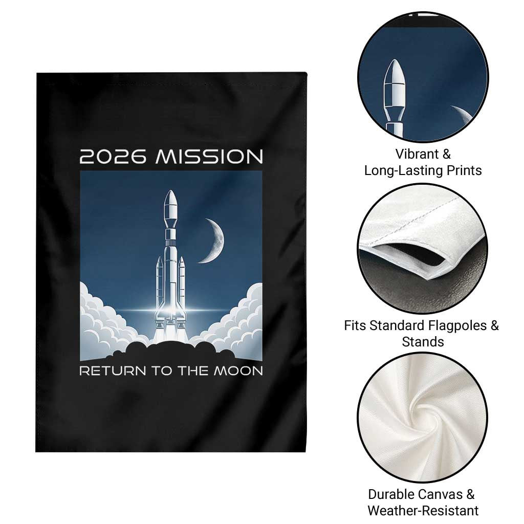 Future Lunar Mission 2026 Garden Flag Rocket Launch Lunar Orbit Space Exploration