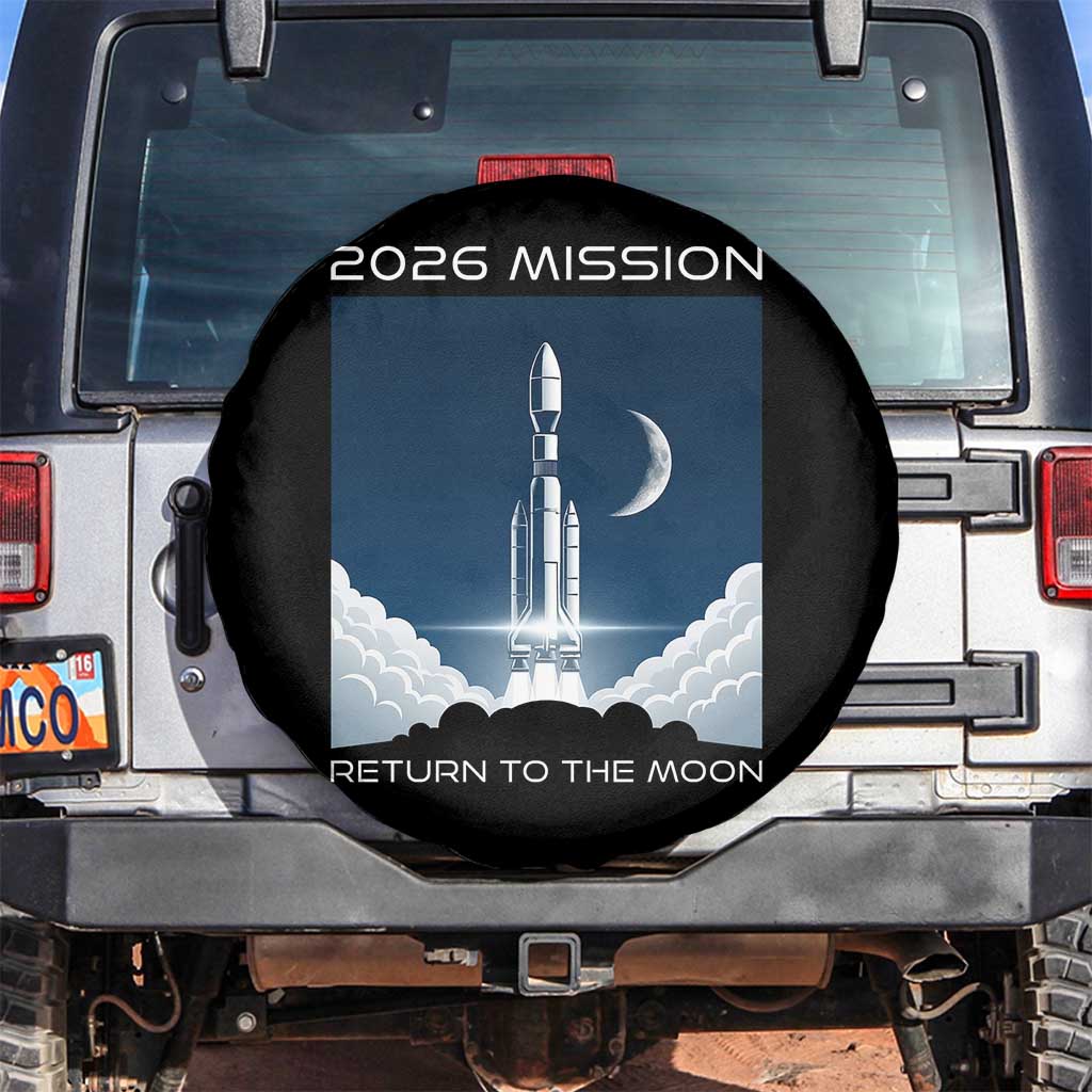 Future Lunar Mission 2026 Spare Tire Cover Rocket Launch Lunar Orbit Space Exploration