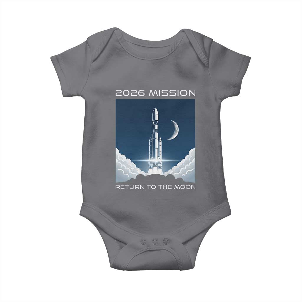 Future Lunar Mission 2026 Baby Onesie Rocket Launch Lunar Orbit Space Exploration