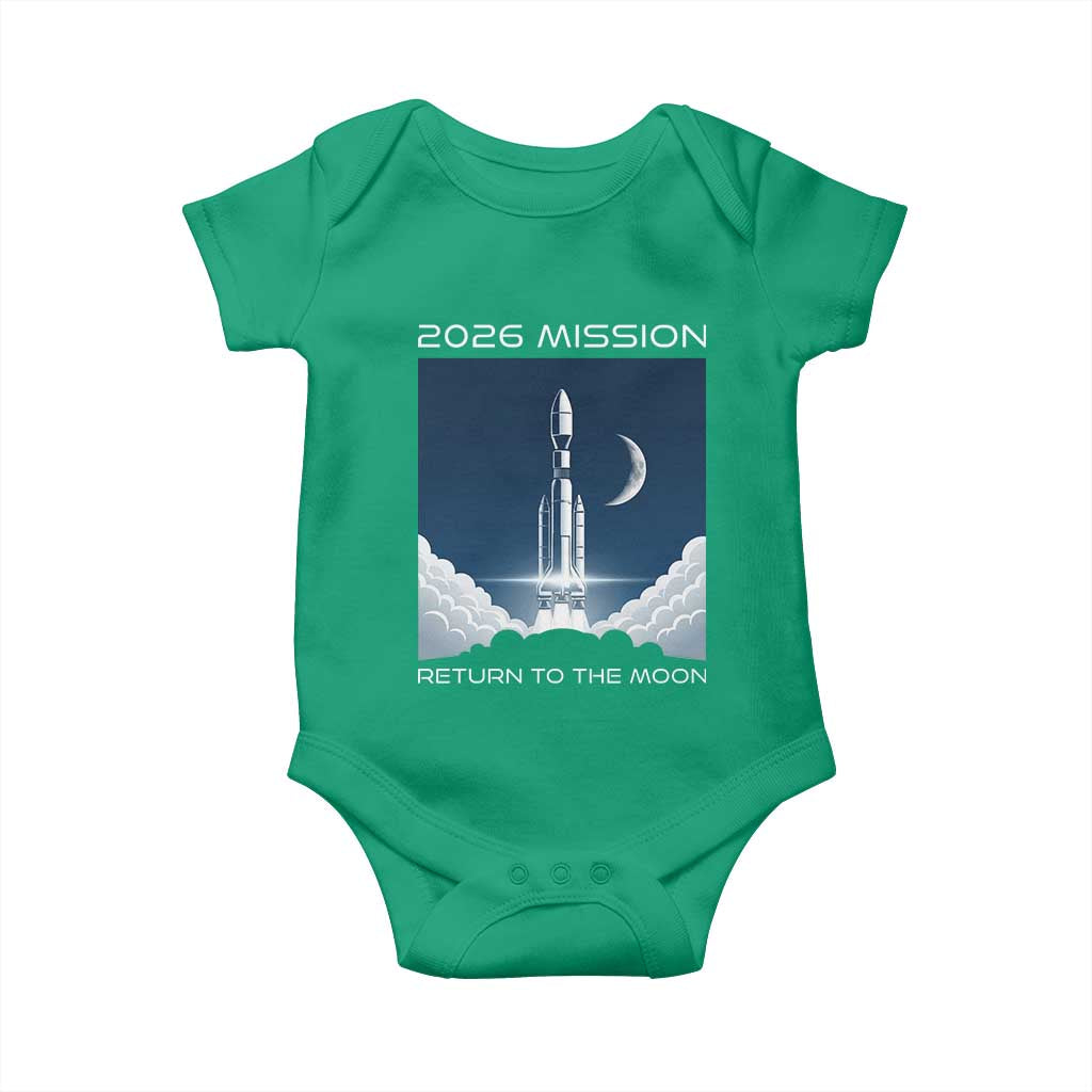 Future Lunar Mission 2026 Baby Onesie Rocket Launch Lunar Orbit Space Exploration