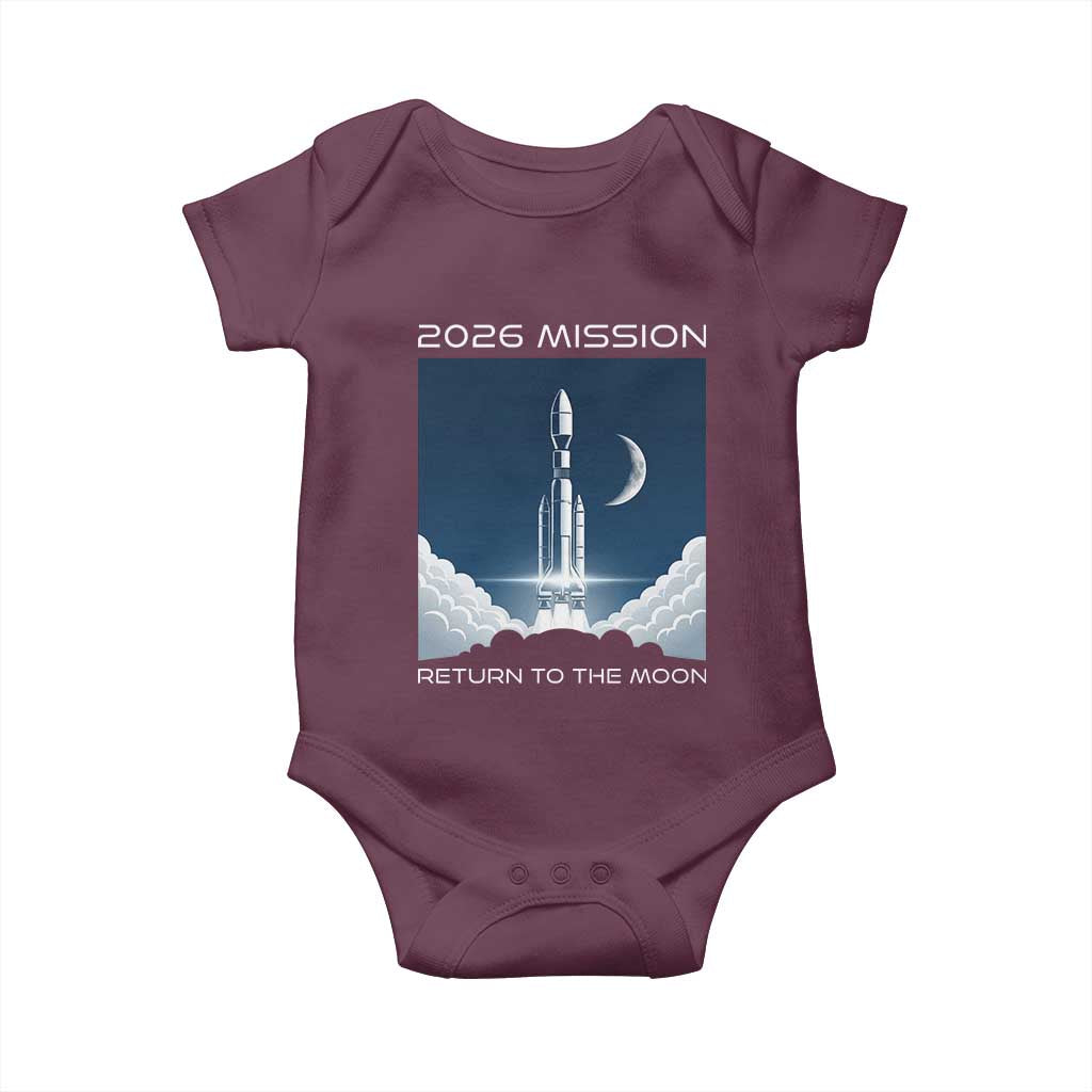 Future Lunar Mission 2026 Baby Onesie Rocket Launch Lunar Orbit Space Exploration