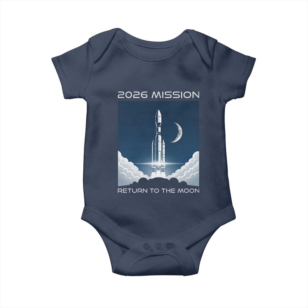 Future Lunar Mission 2026 Baby Onesie Rocket Launch Lunar Orbit Space Exploration
