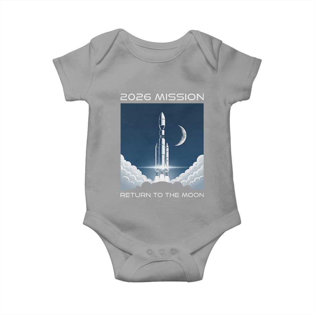 Future Lunar Mission 2026 Baby Onesie Rocket Launch Lunar Orbit Space Exploration