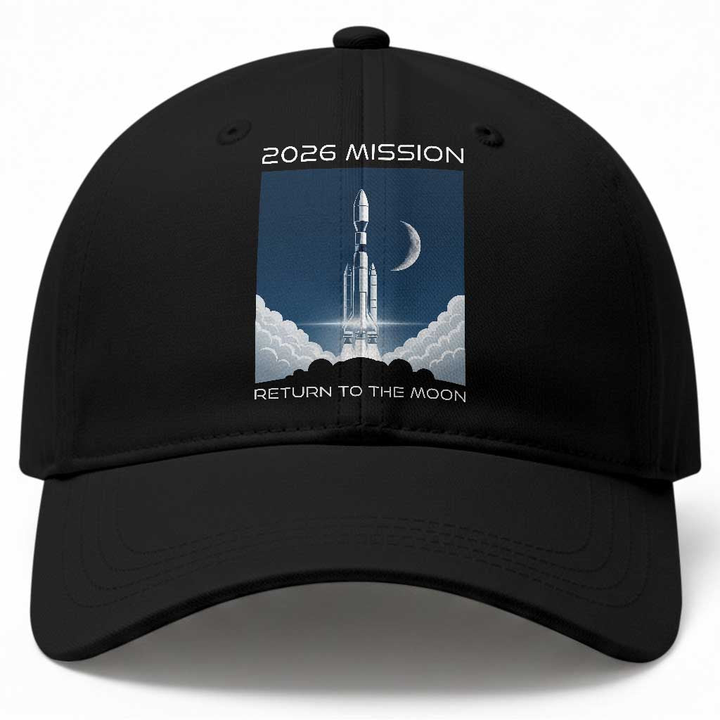 Future Lunar Mission 2026 Baseball Cap Rocket Launch Lunar Orbit Space Exploration