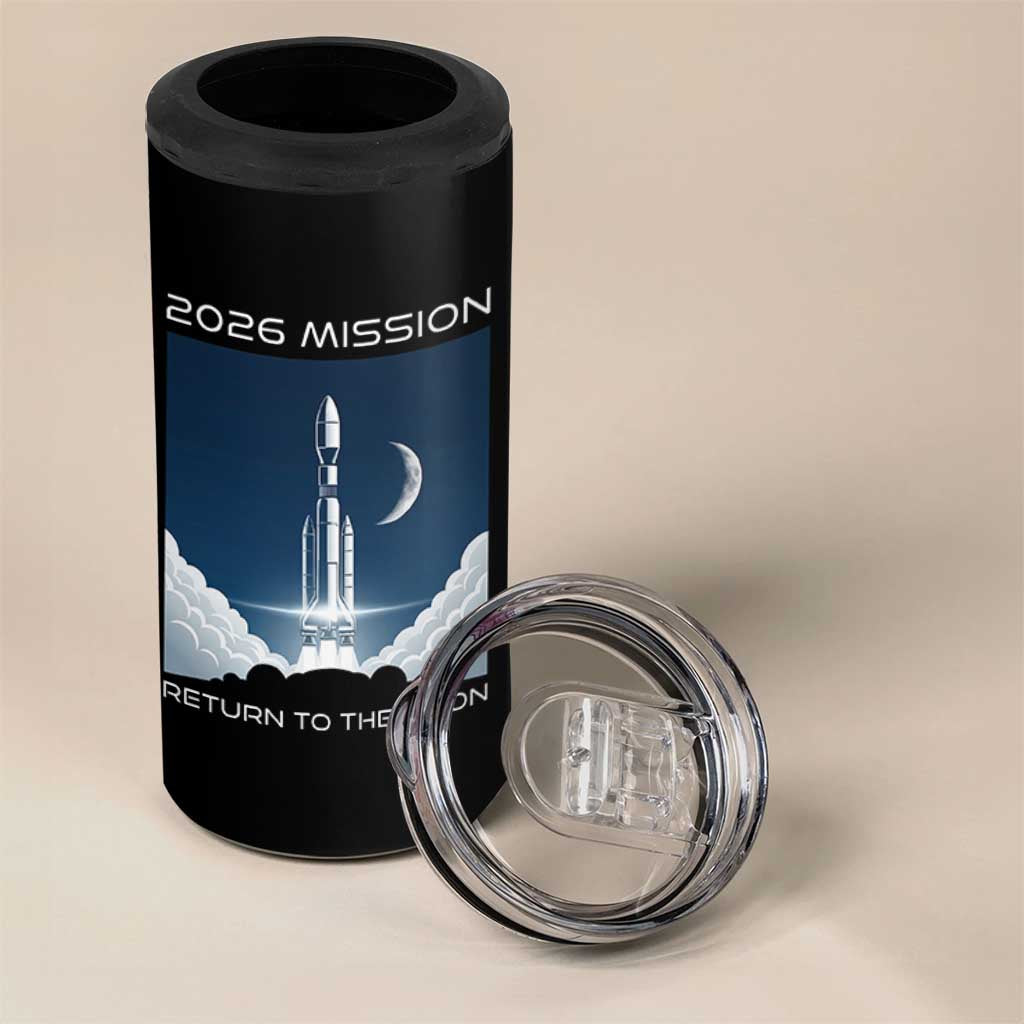 Future Lunar Mission 2026 4 in 1 Can Cooler Tumbler Rocket Launch Lunar Orbit Space Exploration